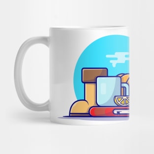 Hot Tea with Book and Pumpkin Cartoon Vector Icon Illustration Mug